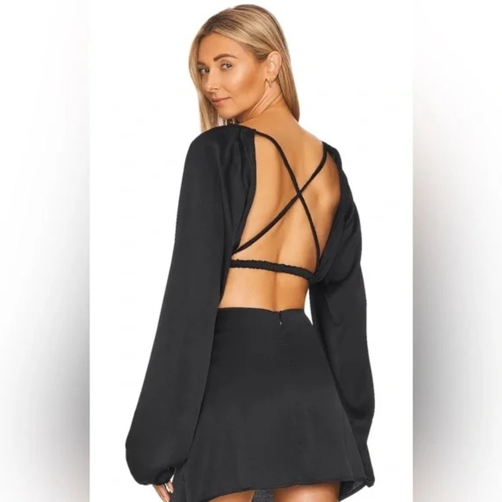 WeWoreWhat Black Open-Back blouse  with Crisscross Straps